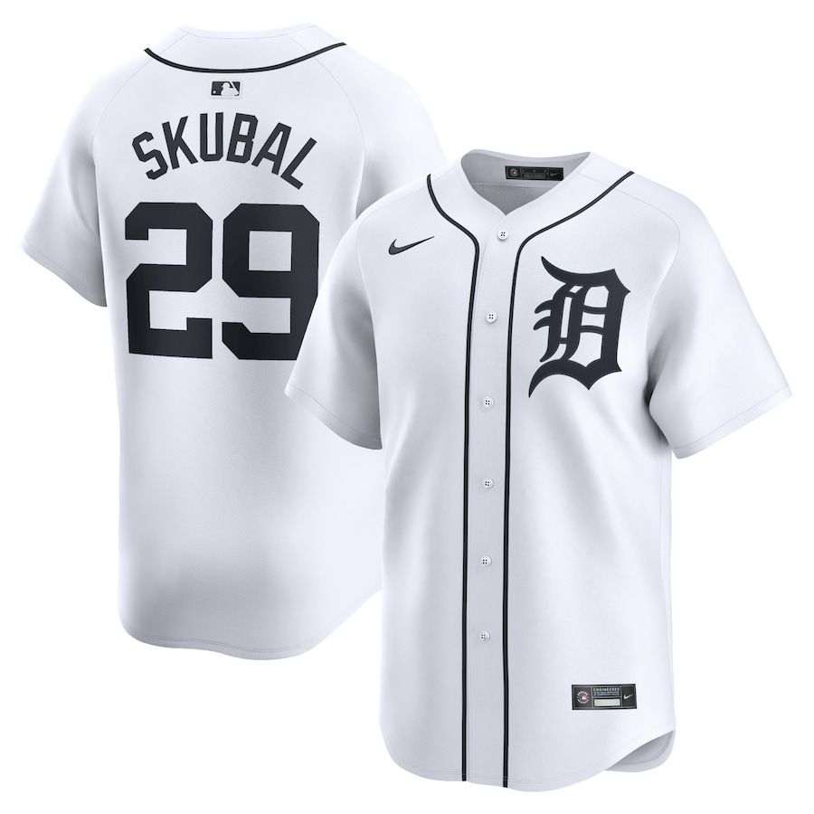 Men Detroit Tigers #29 Tarik Skubal Nike White Home Limited Player MLB Jersey